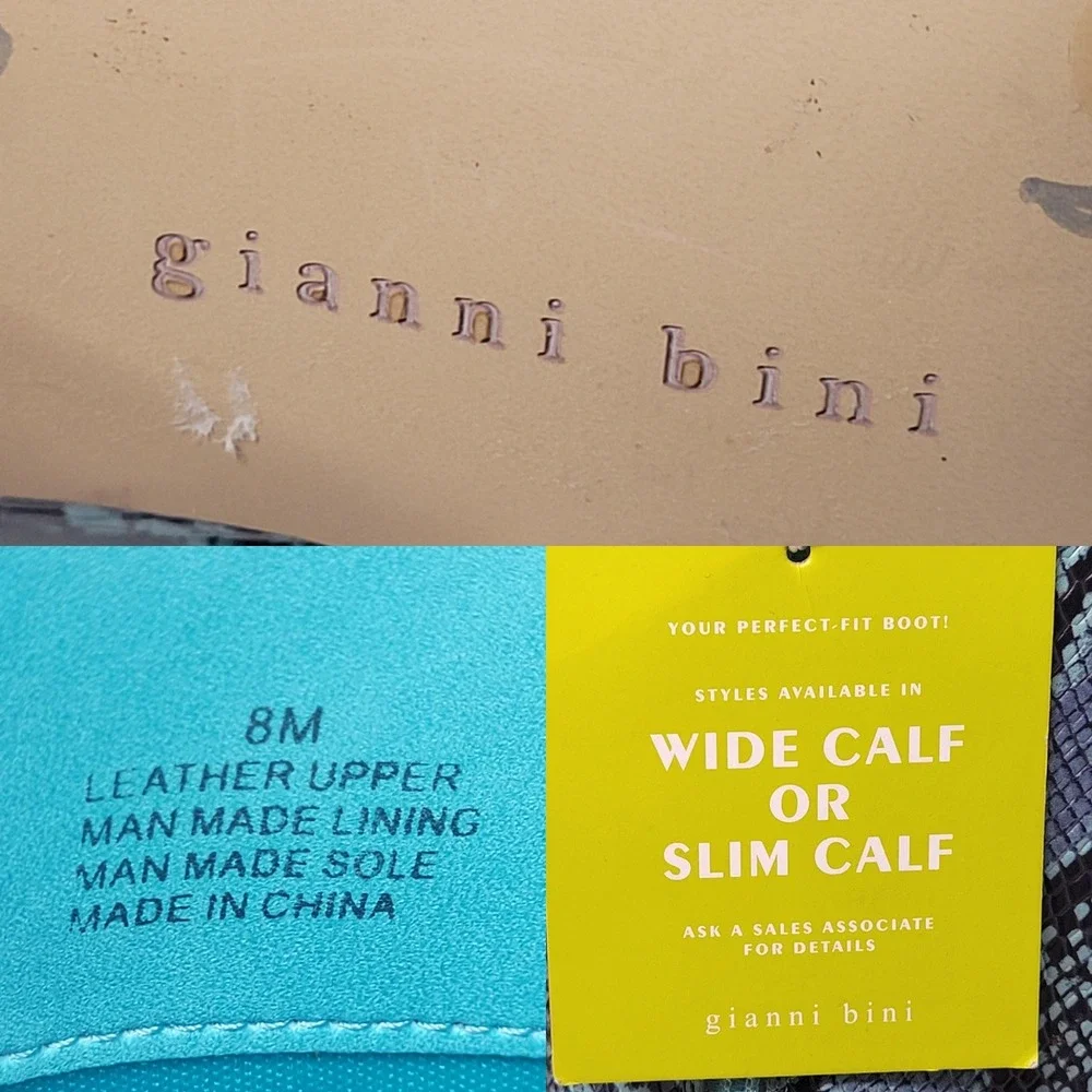 Gianni Bini Punk Lennoxe Teal Waters Snake Print Leather Tall Boots Calf 8M NEW - Picture 4 of 16
